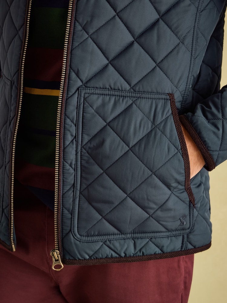 Joules Maynard Navy Blue Diamond Quilted Jacket - Image 3 of 8