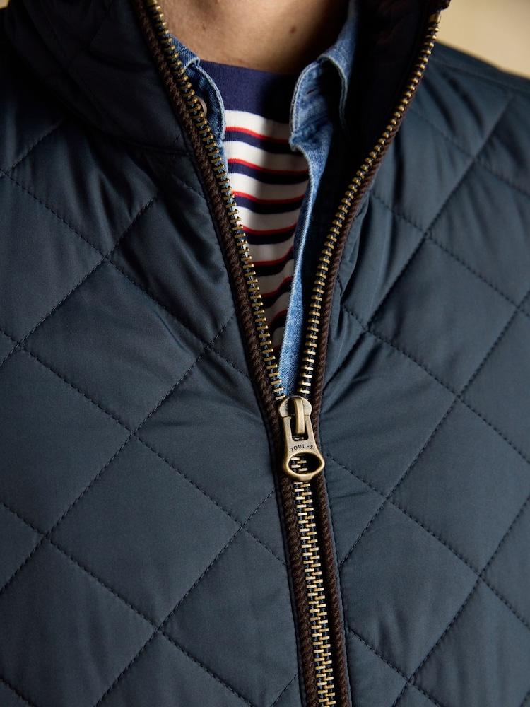 Joules Maynard Navy Blue Diamond Quilted Jacket - Image 4 of 8