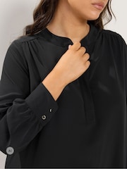 Yours Curve Black Half Placket Blouse - Image 4 of 6