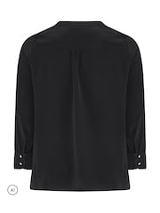 Yours Curve Black Half Placket Blouse - Image 6 of 6