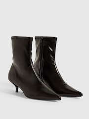 River Island Black Kitten Heel Sock Ankle Boots - Image 2 of 5