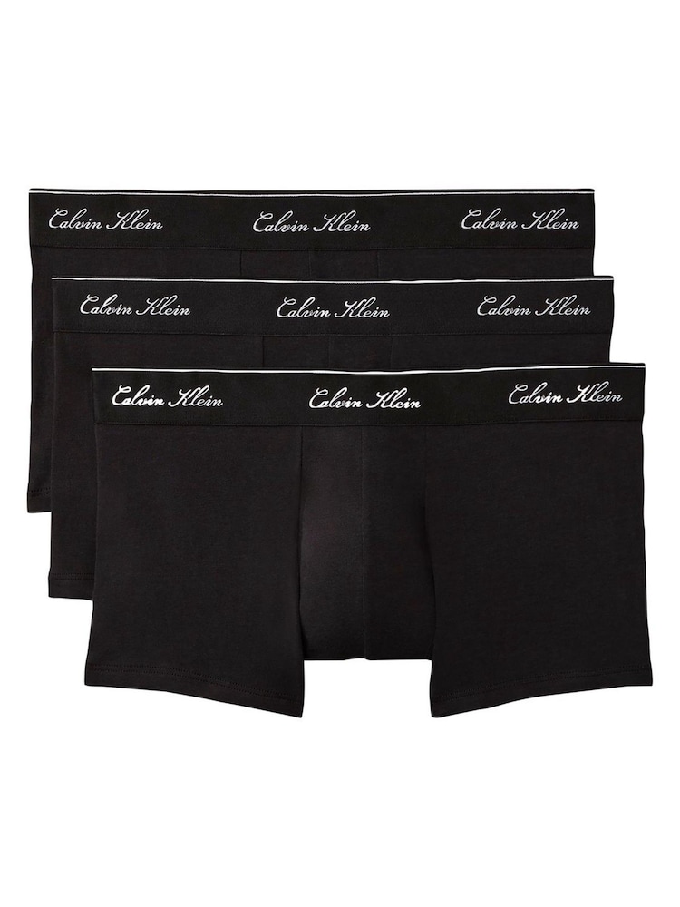 Calvin Klein Black Low Rise Icon Cotton Stretch Trunks 3 Pack - Image 1 of 5 Calvin Klein Black Low Rise Icon Cotton Stretch Trunks 3 Pack - Image 1 of 5