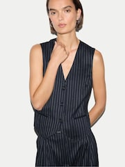 Jigsaw Blue Pinstripe Tailored Waistcoat - Image 2 of 5