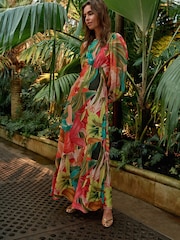 Bright Floral Kew Collection Long Sleeve Maxi Dress - Image 1 of 6