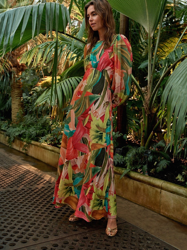Bright Floral Kew Collection Long Sleeve Maxi Dress - Image 1 of 6
