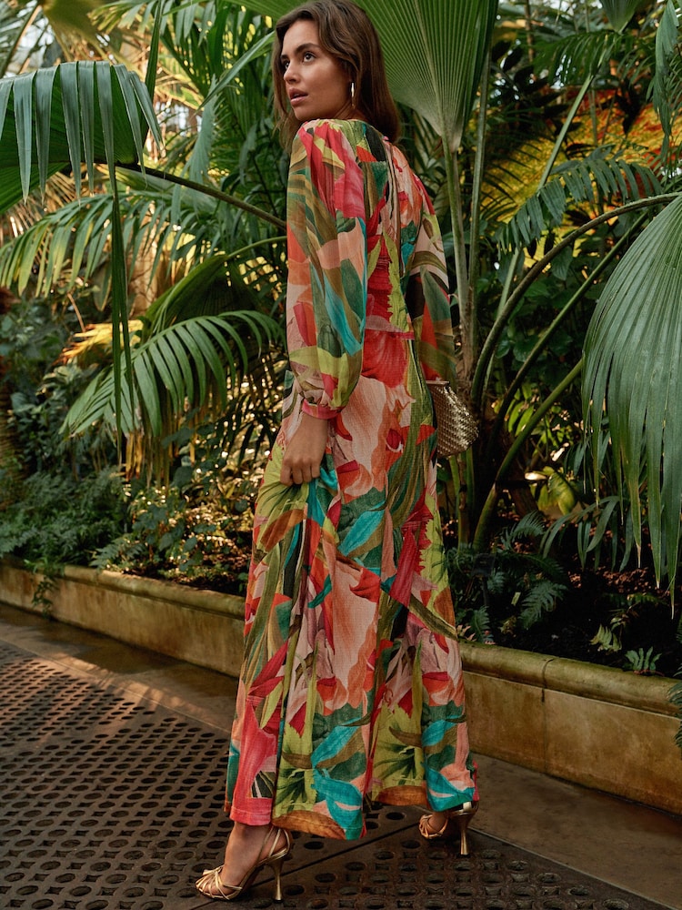Bright Floral Kew Collection Long Sleeve Maxi Dress - Image 2 of 6