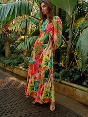 Bright Floral Kew Collection Long Sleeve Maxi Dress - Image 6 of 6