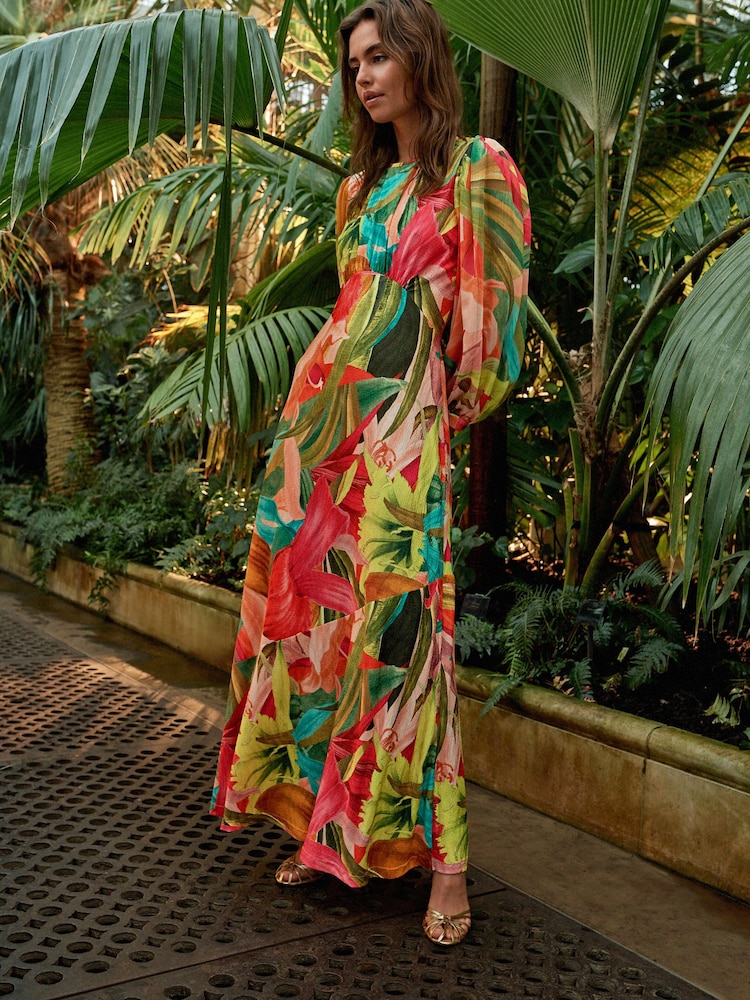 Bright Floral Kew Collection Long Sleeve Maxi Dress - Image 6 of 6