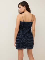 Navy Blue 3D Ruffle Texture Mini Dress - Image 3 of 6