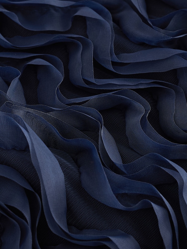 Navy Blue 3D Ruffle Texture Mini Dress - Image 6 of 6