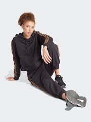adidas Black 100% Cotton Sportswear Essentials 3-Stripes Animal Print Relaxed Hoodie - Image 4 of 7