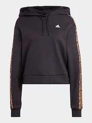 adidas Black 100% Cotton Sportswear Essentials 3-Stripes Animal Print Relaxed Hoodie - Image 7 of 7