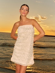 Cream 3D Ruffle Texture Mini Dress - Image 1 of 9