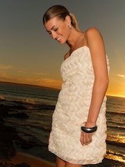 Cream 3D Ruffle Texture Mini Dress - Image 3 of 9