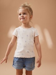 Ditsy Floral Short Sleeve Rib Top (3mths-7yrs) - Image 1 of 7