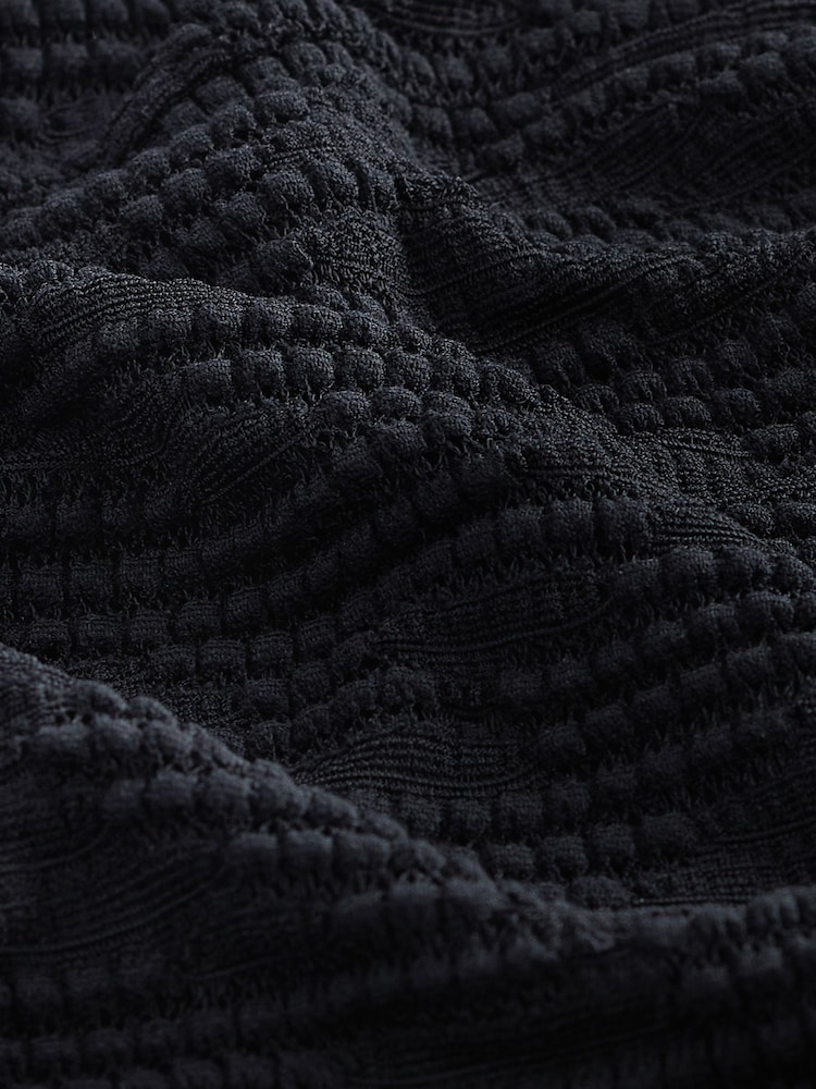 Black Twist Front Sleeveless Textured Jersey Maxi Summer Dress - Image 9 of 9