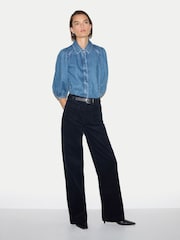 Jigsaw Blue Puff Sleeve Denim Shirt - Image 4 of 5