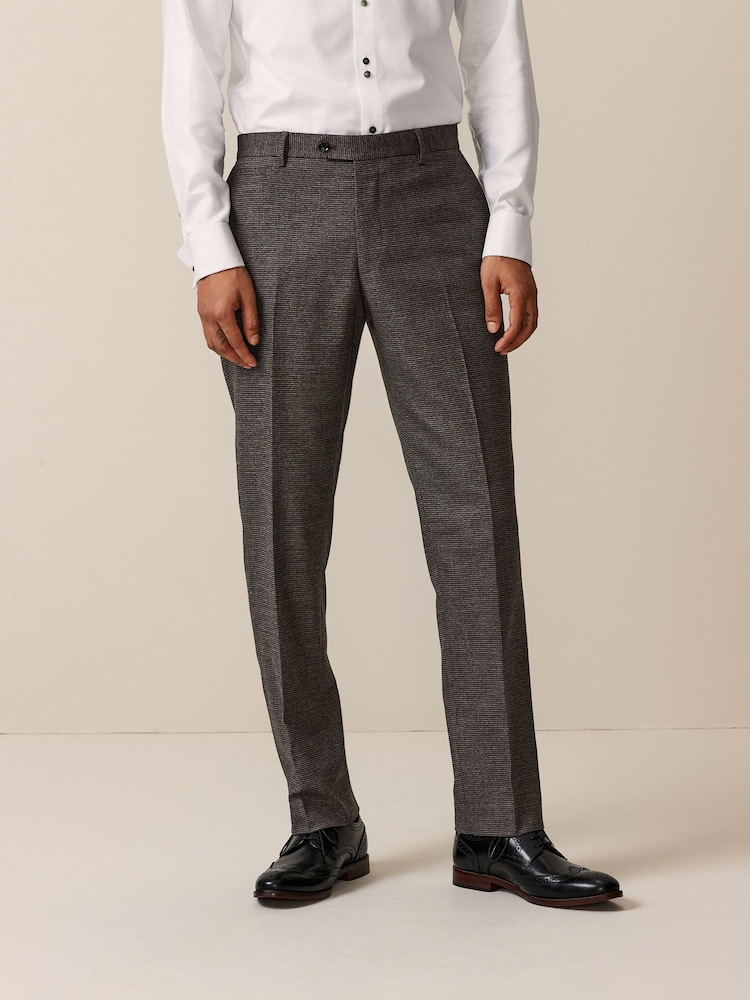 Brown Tailored Fit Trimmed Texture Suit Trousers - Image 1 of 9