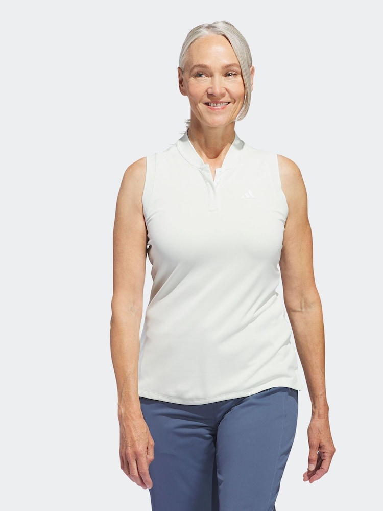adidas Golf Light Green Performance Ultimate365 Tour Heat.Rdy Sleeveless Polo Shirt - Image 1 of 7