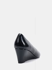 Novo Black Wide Fit Iris Round Toe Mid Wedge Court Shoes - Image 4 of 6