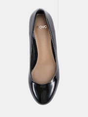 Novo Black Wide Fit Iris Round Toe Mid Wedge Court Shoes - Image 5 of 6
