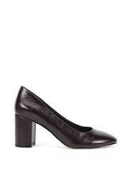 Novo Brown Standard Fit Indigo Mid Block Heel Round Toe Court Shoes - Image 2 of 6