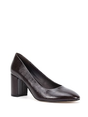 Novo Brown Standard Fit Indigo Mid Block Heel Round Toe Court Shoes - Image 3 of 6