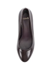 Novo Brown Standard Fit Indigo Mid Block Heel Round Toe Court Shoes - Image 5 of 6
