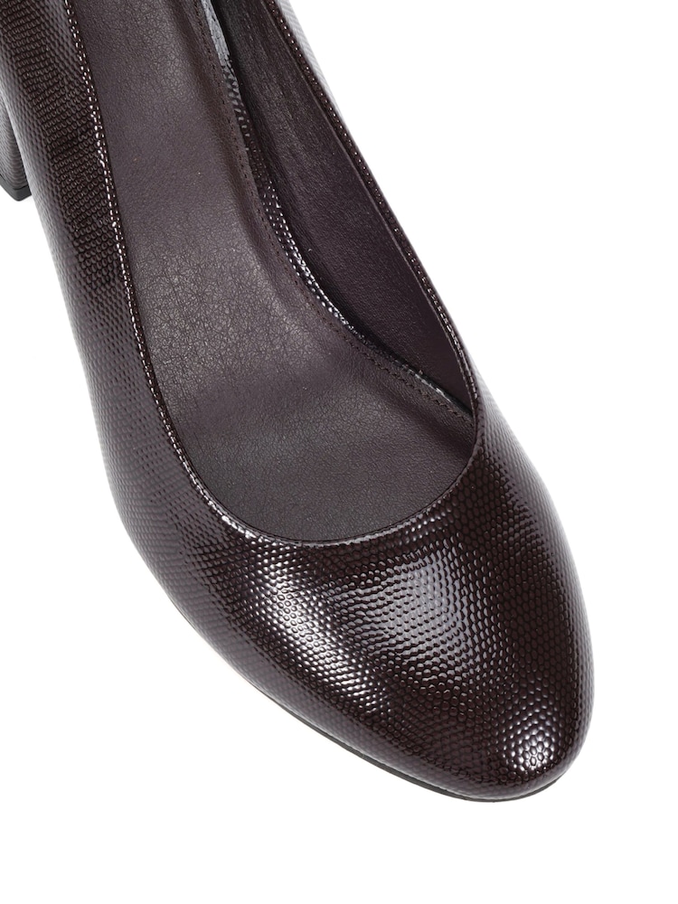 Novo Brown Standard Fit Indigo Mid Block Heel Round Toe Court Shoes - Image 6 of 6 Novo Brown Standard Fit Indigo Mid Block Heel Round Toe Court Shoes - Image 6 of 6
