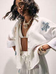 River Island White Embellished Beach Shirt - Image 3 of 3