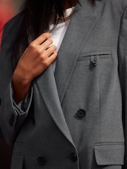 Dark Grey Brushed Double Breasted Blazer - Image 4 of 7