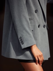 Dark Grey Brushed Double Breasted Blazer - Image 5 of 7