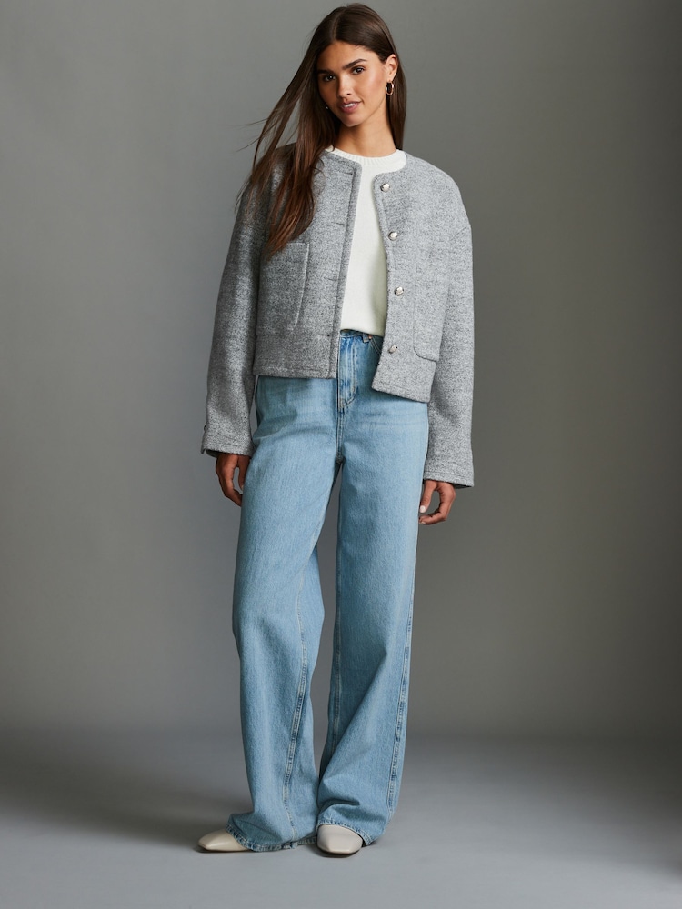Grey Textured Boucle Jacket With Wool - Image 2 of 6