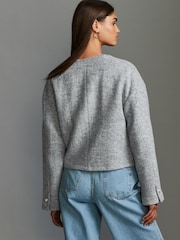 Grey Textured Boucle Jacket With Wool - Image 3 of 6