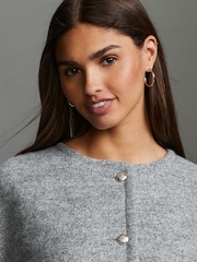 Grey Textured Boucle Jacket With Wool - Image 4 of 6