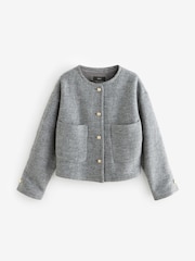 Grey Textured Boucle Jacket With Wool - Image 5 of 6
