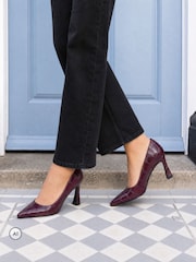 Novo Red Wide Fit Iona Mid Height Point Toe Court Shoes - Image 1 of 6