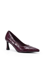 Novo Red Wide Fit Iona Mid Height Point Toe Court Shoes - Image 3 of 6