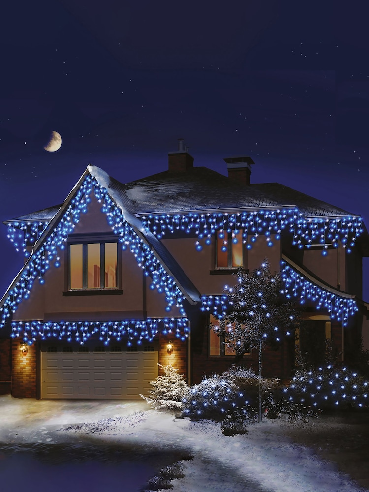 Premier Decorations Ltd White Brite 720 LED Snowing Icicles Christmas Lights with Timer 17.8M - Image 1 of 4