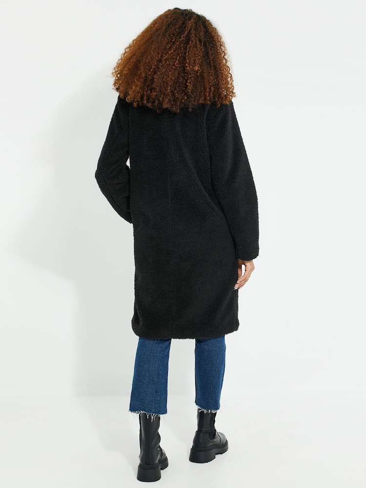 Threadbare Black Borg Single Breasted Overcoat - Image 2 of 5 Threadbare Black Borg Single Breasted Overcoat - Image 2 of 5