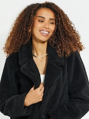 Threadbare Black Borg Single Breasted Overcoat - Image 4 of 5