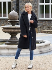 Threadbare Black Borg Single Breasted Overcoat - Image 5 of 5
