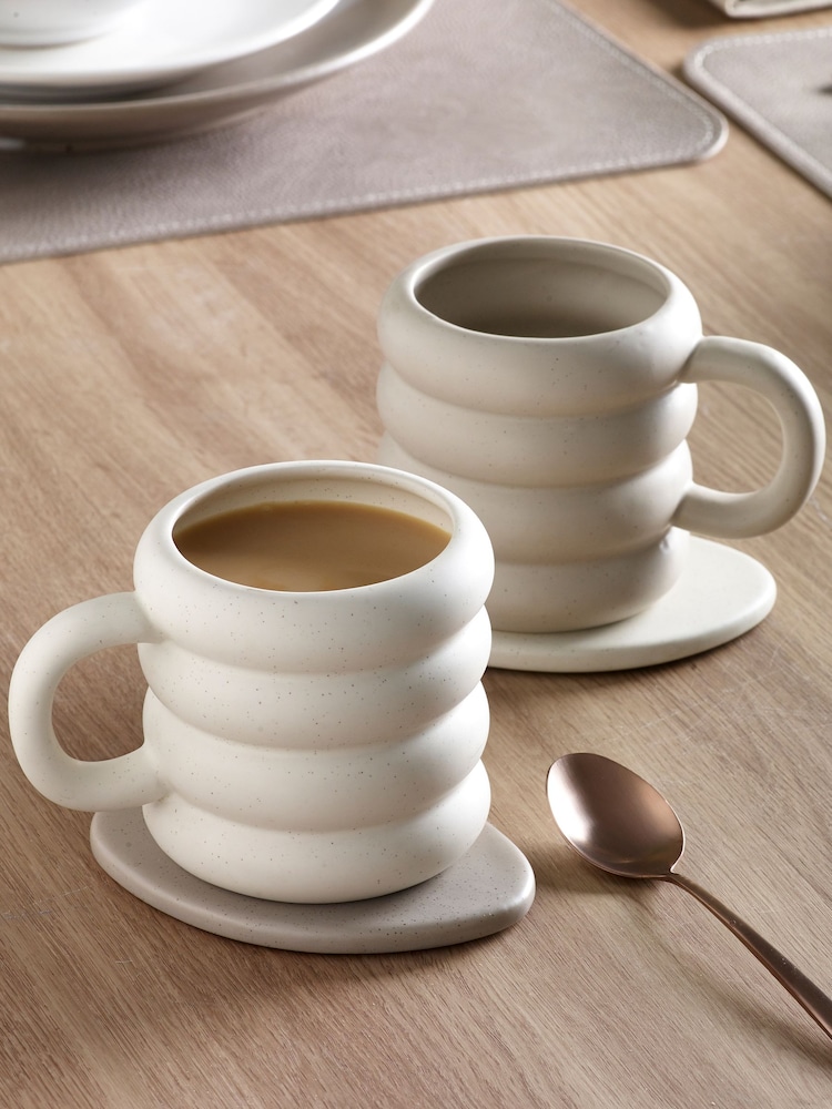 Set of 2 Natural Scandi Speckle Mugs - Image 1 of 4