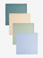 Blue/Green Baby Muslin Cloths 4 Packs - Image 1 of 7