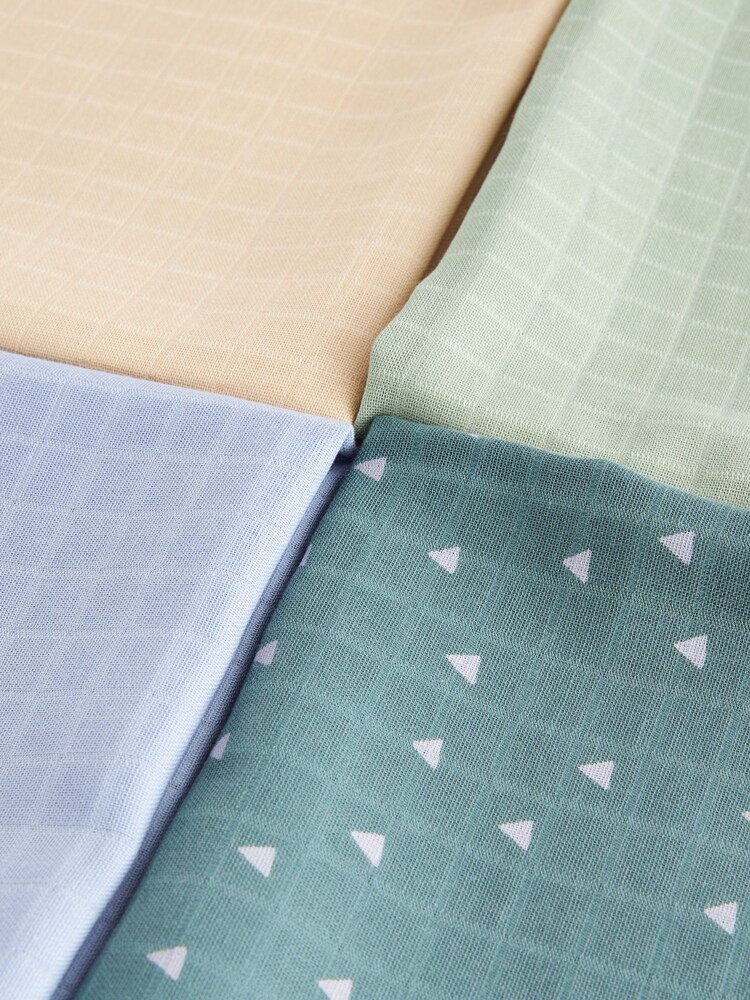 Blue/Green Baby Muslin Cloths 4 Packs - Image 7 of 7