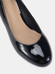 Novo Black Standard Fit Iris Round Toe Mid Wedge Court Shoes - Image 5 of 6