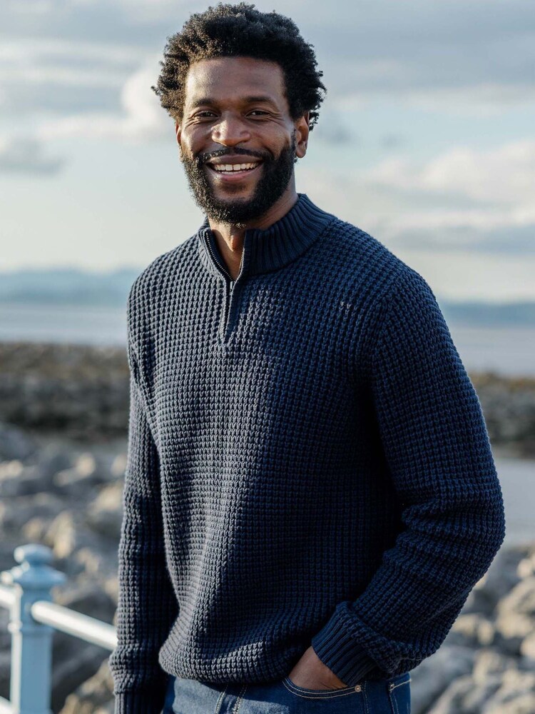 Tog 24 Navy Blue Orion Zip Neck Jumper - Image 1 of 2