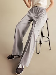 Grey Brushed Elasticated Waist Wide Leg Trousers - Image 3 of 7