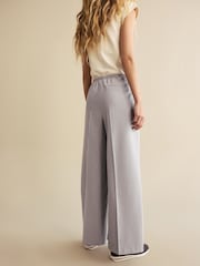Grey Brushed Elasticated Waist Wide Leg Trousers - Image 4 of 7