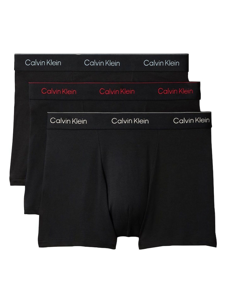 Calvin Klein Black Chrome Icon Cotton Stretch Boxer Trunks 3 Pack - Image 1 of 5 Calvin Klein Black Chrome Icon Cotton Stretch Boxer Trunks 3 Pack - Image 1 of 5